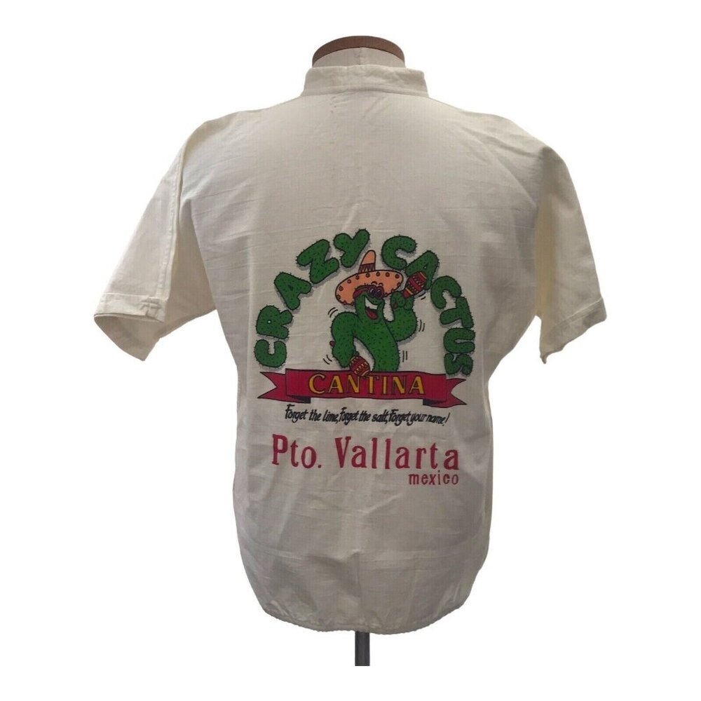 Vintage 80s Crazy Cactus Cantina Shirt Puerto Vallarta Camp Mexico Men's Large